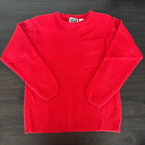 Vintage Forenza Red Sweater Size Medium Lambswool Angora Pocket Authentic - Picture 1 of 7